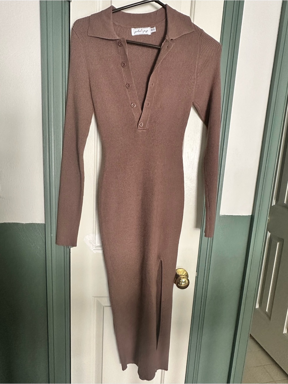 Petal and Pup Ribbed Polo Midi Dress light purple